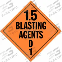 STRANCO INC DOT Container Placard: 1.5 Blasting Agents D, 10 3/4 in x 10 3/4 in, 10 3/4 in Label Ht (MPN DOTP-0101-PS). Key specifications — Brand: STRANCO INC; Message: 1.5 Blasting Agents D.