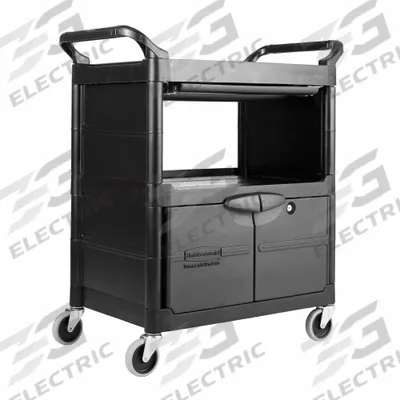 RUBBERMAID COMMERCIAL PRODUCTS Utility Cart: Enclosed, 200 lb Max Load Capacity - Enclosed Plastic Carts