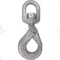 CROSBY Self-Locking Hook: 34,160 lb Working Load Limit, 100 Hook Grade, Alloy Steel, Swivel, Plain (MPN 1004358). Key specifications — Color: Silver; Brand: CROSBY; Visual Indicator Markings: Deformation & Max Angle.