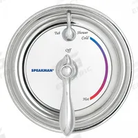 SPEAKMAN Pressure Balance Valve: Compatible Product Type Sentinel Mark II Shower Faucet Valves (MPN SM-3400). Key specifications — Compatible Product Type: Sentinel Mark II Shower Faucet Valves; Brand: SPEAKMAN; Trim Plate Material: Plastic; Product Type: Pressure Balance Valve; Trim Plate Shape: Circle; Handle Material: Zinc; Trim Finish/Color: Chrome.