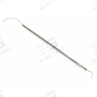 FOSTORIA Electric Infrared Tubular Heater Element: For 463/Mfr. No. 462/MM-46A, 3,650 W Output (MPN 630-36489). Key specifications — Connection Type: 5-1/2 in Pigtail; Color: Clear; Heater Mounting Position: Horizontal Burn; Product Type: Electric Infrared Tubular Heater Element; For Use With: MM-46A; Voltage: 480V AC; Includes: 5-1/2 in Wire Leads; Brand: FOSTORIA.