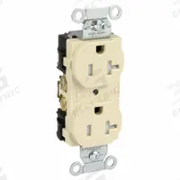 HUBBELL Receptacle: Duplex, 5-20, Ivory, 125V AC, 20 A, 2 Pole / 3 Wire (MPN BR20ITR)