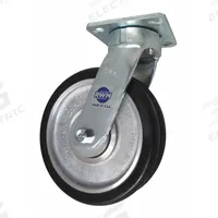 RWM Plate Caster: Swivel, Polyurethane, 8 in Wheel Dia, 2 in Wheel Wd, 10 1/8 in Mounting Ht, Ball (MPN 65-SWE-0820-S-FT80A). Key specifications — Wheel/Tread Color: Red; Brand: RWM; Roll Up: Swivel.