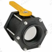 BANJO Manual Two-Way Ball Valve: 4 in, Polypropylene, Straight, FNPT x FNPT, Three-Piece, Lever (MPN V400). Key specifications — Brand: BANJO; Handle: Lever.