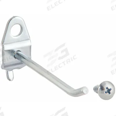 TRITON PRODUCTS Single Rod Pegboard Hook: 1/4 in_1/8 in Peg Hole, Screw-In, Surface, Silver - Hooks for Round-Hole Pegboard