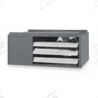 DAYTON Gas Wall and Ceiling Unit Heater: 75,000 BtuH Heating Capacity Input, Propeller (MPN 2RYV1A). Key specifications — Fuel Type: Natural Gas; Combustion Type: Field Convertible; Brand: DAYTON; Fan Type: Propeller; Gas Connection Size, Gas Connection Type: 1/2 in NPT, Male; Overall Dimensions - H x W x D: 15-7/8 in x 30 in x 26-3/16 in.
