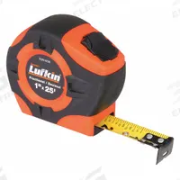 CRESCENT LUFKIN Tape Measure: Nonmagnetic Single Hook Tip, 25 ft, Plastic with Rubberized Grip (MPN PQR1425N). Key specifications — attr935324: CRESCENT LUFKIN; attr942259: Black; attr935328: 1/16 in; attr935329: Inches; attr935337: SAE/Fractional-Read; attr936607: Manual Lock; attr972446: Inch/Fractional-Read; attr979969: Nonmagnetic Single Hook.