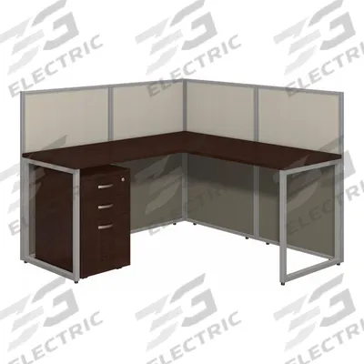 BUSH BUSINESS FURNITURE Modular Cubicle Workstation: 45 in Overall Ht, 60 in Overall Wd - Office Cubicles with Privacy Panels