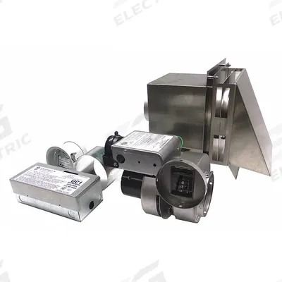 TJERNLUND Gas Heater Vent System: For Furnaces, For 4 in Pipe, 115V AC - Pipe-Mount Exhaust Draft Inducers