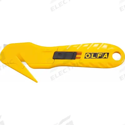 OLFA Hook-Style Safety Cutter: 6 1/4 in Overall Lg, Straight Handle, Textured - Single-Hook Safety Cutters