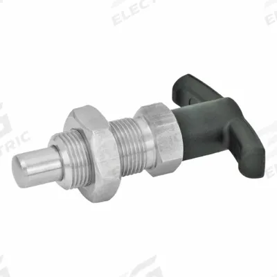 JW WINCO Indexing Plungers with T-Handle: Nonlocking, 18-8 SS Body & Plunger, M12x1.5 - Nonlocking T-Handle Indexing Plungers with Jam Nut
