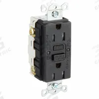 HUBBELL GFCI Receptacle: Duplex, 5-15, Black, GFCI, 125V AC, 15 A, 2 Pole / 3 Wire (MPN GFRTR15BLK)