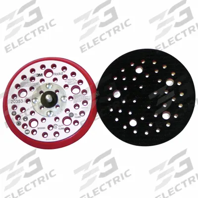 3M Low Profile Hook-and-Loop Disc Backup Pad: 5 in Dia x 3/8 in T - Threaded-Shank Vacuum-Hole Sanding Disc Backing Pads