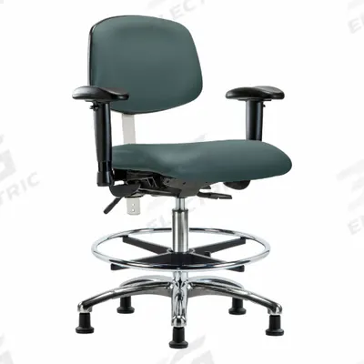APPROVED VENDOR Cleanroom Task Chair: Vinyl, Arms Included, Ht Range 21 1/2 in to 29 in - Vinyl Cleanroom Chairs