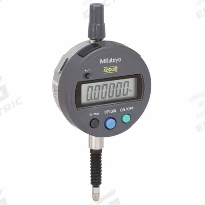 MITUTOYO Digital Indicator: 0 in to 0.5 in /0 mm to 12.7 mm, Inch/Metric - Digital Indicators with Non-Removable Flat Back