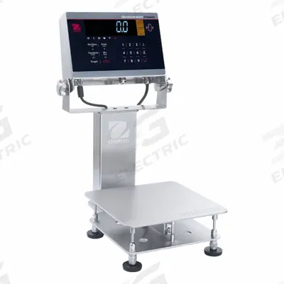 OHAUS Industrial Bench Scale: 9 3/4 in x 9 3/4 in, IP68/IP69K, Column-Mounted - Bench Scales with Column-Mounted Indicator
