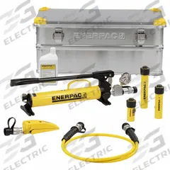 ENERPAC Toolbox Set: 5 ton Cylinder Nominal Capacity, 2.5 ton Capacity with Attachments (MPN SC05HTB). Key specifications — attr96685: Mfr. No. HF100; attr98870: ENERPAC; attr96682: 1 to 5 in; attr96683: Mfr. No. WR5; attr96684: Mfr. No. P39; attr1160276: Hydraulic Cylinders and Hand Pump Toolbox Set.
