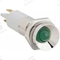 APPROVED VENDOR Protruding Panel Light: 10 mm Panel Mounting Hole Dia, LED, Green, Protruding Head (MPN 24M086). Key specifications — Brand: APPROVED VENDOR; Electrical Connection: 0.11 Male Quick Disconnect.
