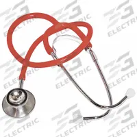 MEDSOURCE Stethoscope: Stethoscope, Adult/Pediatric, Acoustic, Dual, Red, 22 in Overall Lg, Reusable (MPN MS-70033). Key specifications — Color: Red; Patient Type: Pediatric; Brand: MEDSOURCE; Stethoscope Design: Acoustic; Includes: Spare Diaphragm.
