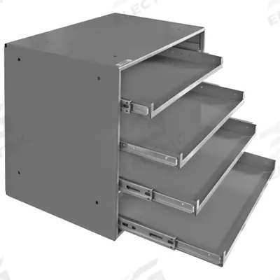 DURHAM MFG Sliding Drawer Cabinet Frame: 20 in x 12 1/2 in x 15 in, For 4 Drawers - Customizable Large Compartmented-Box Cabinets