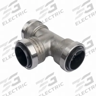 APPROVED VENDOR Push-Fit Tee Fitting: 1 1/2 in OD x 1 1/2 in OD x 1 1/2 in OD Size - Stainless Steel Push-to-Connect Tube Fittings