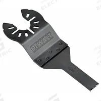 DEWALT Oscillating Tool Blade: 3/8 in Blade Wd, 3 3/4 in Overall Lg, Plunge Cutting, Steel, 1 Pieces (MPN DWA4208). Key specifications — attr1097473: Wood; attr1097476: DEWALT; attr1097456: Plunge Cutting.