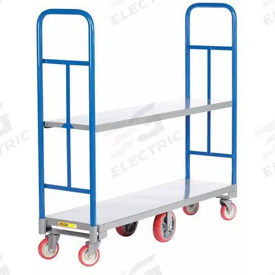 LITTLE GIANT Platform Truck: 2,000 lb, 60 in L x 16 in W x 10 in H Deck, Solid, 12 ga Deck - Tall-Handle Platform Trucks for Confined Spaces