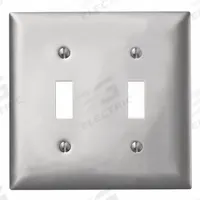 HUBBELL Wall Plate: Toggle, 2 Gang, Silver, Std Size (MPN SA2). Key specifications — Brand: HUBBELL; Material: Aluminum.