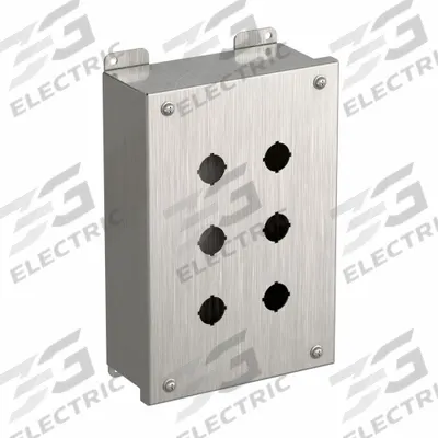 HAMMOND Push Button Enclosure: 22mm, 6 Holes, 304 Stainless Steel - Enclosures for 22mm Operators