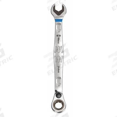 WERA Combination Wrench: Alloy Steel, Nickel Chrome, 19 mm Head Size, 9 5/8 in Overall Lg - SAE Spline Ratcheting Combination Wrenches