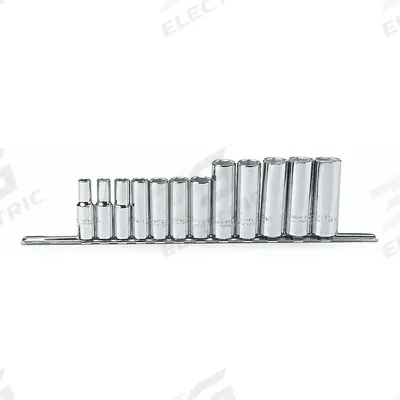 PROTO Socket Set: 3/8 in Drive, 12 Piece, 6-Point, Metric - SAE & Metric Socket Sets