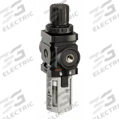 ARO Filter-Regulator: 1500 Series, 3/8 in NPT, 90 cfm, 0.3 micron, 0 psi to 140 psi, Manual Drain (MPN P39233-100). Key specifications — attr109419: ARO; attr109429: Aluminum; attr109463: No; attr109468: 1500.