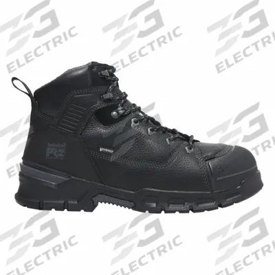 TIMBERLAND PRO 6-Inch Work Boot: Men's, W, Black, Composite Toe Cap - Mid- & High-Cut Safety-Toe Work Boots