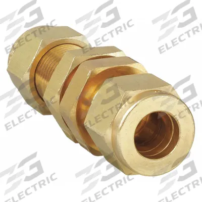 PARKER Compression Fitting Union: 1/4 in OD x 1/4 in OD Size, Compression x Compression - Double-Ferrule Brass Compression Fittings