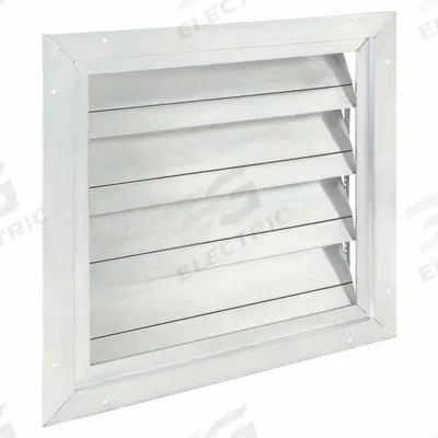 Dayton 22.75"H-W 4.5"L Aluminum Backdraft Dampr: For 20 in Fan, Single Panel, 22 3/4 in H - Wall-Mount Backdraft Dampers