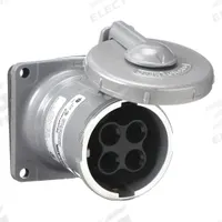 HUBBELL Pin and Sleeve Receptacle: Gray, 250V DC/600V AC, Three Phase, 100 A, 4 Pole, 4 Wire (MPN VR1041). Key specifications — Brand: HUBBELL.
