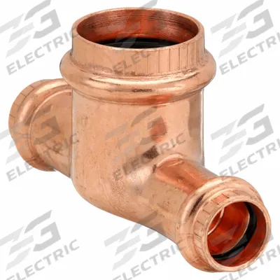 VIEGA PROPRESS Crimp Tee Fitting: Tee, 1/2 in CTS x 1/2 in CTS x 3/4 in CTS size - Plumbing Copper & Bronze Press Tube Fittings