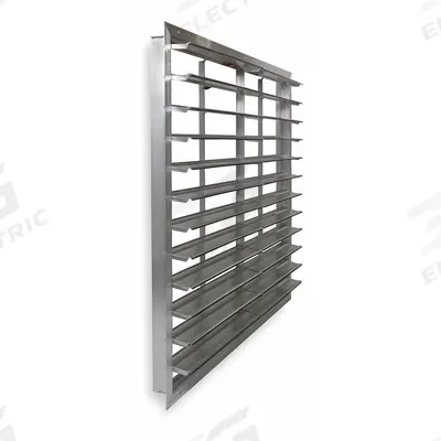 Dayton 54"H-W 5.75"L Aluminum Wall Fan Shutter: For 48 in Fan, Double Panel, 54 in H - Wall-Mount Backdraft Dampers