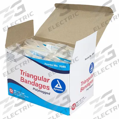 DYNAREX Triangular Bandage: 40 in Short Side Lg, 56 in Long Side Lg, 2 Pins Included - Triangular Bandages