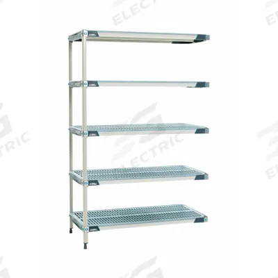 METRO Plastic Industrial Shelving: 24 in x 72 in, 74 in Overall Ht, 5 Shelves - Harsh-Environment Antimicrobial Stationary Plastic Shelving