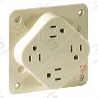 BRYANT Receptacle: Quad, 5-15, Ivory, 125V AC, 15 A, 2 Pole / 3 Wire (MPN 1254SIA)