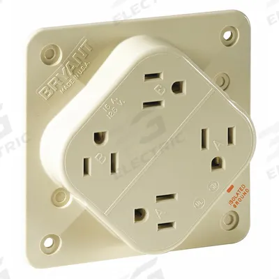 BRYANT Receptacle: Quad, 5-15, Ivory, 125V AC, 15 A, 2 Pole / 3 Wire (MPN 1254SIA) - General Purpose Receptacles