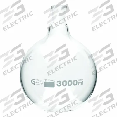 UNITED SCIENTIFIC SUPPLIES Glass Flasks: 3,000 mL, Colorless, Round - Glass Boiling Flasks