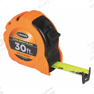 KESON Tape Measure: Nonmagnetic Double Hook Tip, 30 ft, Plastic with Rubberized Grip - Standard (Inch) Tape Measures