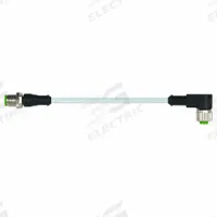 Cordset: M12 Male Straight X M12 Female Right Angle, 4 Pins, Gray, PUR, 0.6 m Cable Lg (MPN 7000-40121-2340060). Key specifications — Cable Jacket Color: Gray; End 1 Gender: Male; End 1 Mounting Orientation: Straight; End 2 Gender: Female; End 2 Mounting Orientation: Right Angle; End 2 Connection Type: M12; IP Rating: IP67; Brand: MURRELEKTRONIK.