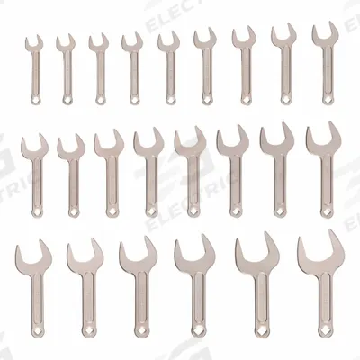 TEKTON Open End Wrench Set: Chromium Molybdenum Steel, Satin, 23 Tools - Metric, Single End, Open End Wrench Sets