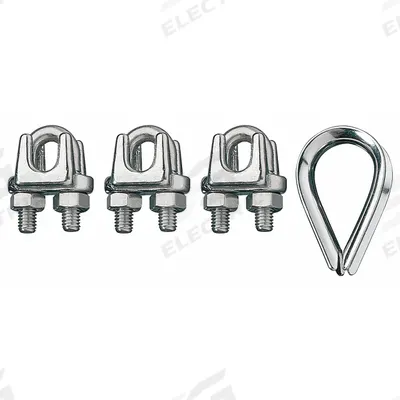 RONSTAN Wire Rope U-Bolt Clip and Thimble Kit: 5/16 in Compatible Rope Dia - Clip & Thimble Kits