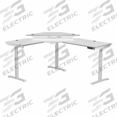 VERSADESK Standing Desk: White, Wood, 60 in Overall Wd, 72 in Overall Dp - Electric Adjustable-Height Desks