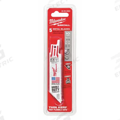 MILWAUKEE Reciprocating Saw Blade: 10 Teeth per Inch, 4 in Blade Lg, 0.04 in Blade Thick - Thick-Metal-Cutting Blades