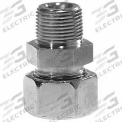ERMETO Compression Fitting Adapter: 10 mm OD Size, 3/8-18 Thread Size, 630 bar Max Op Pressure (MPN GE10S3/8NPTCFX). Key specifications — Brand: ERMETO; Series: Ermeto DIN.